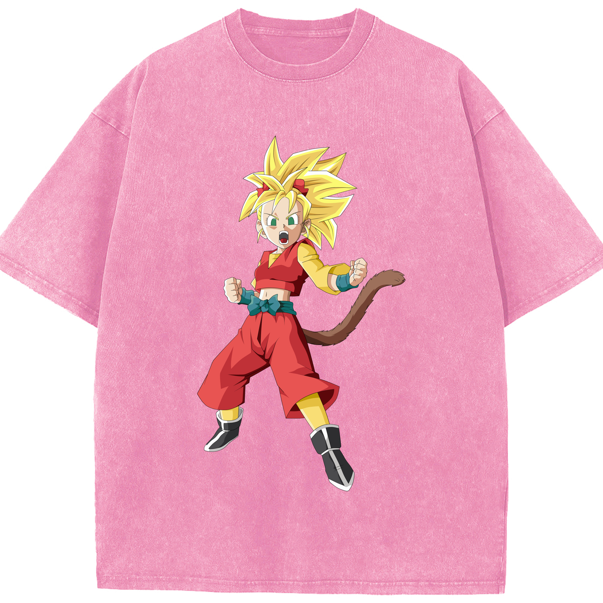 （画像用） ドラゴンボール カリフラ DRAGON BALL Caulifla 綿100% ヴィンテージ風 半袖Tシャツ（フロントプリント）